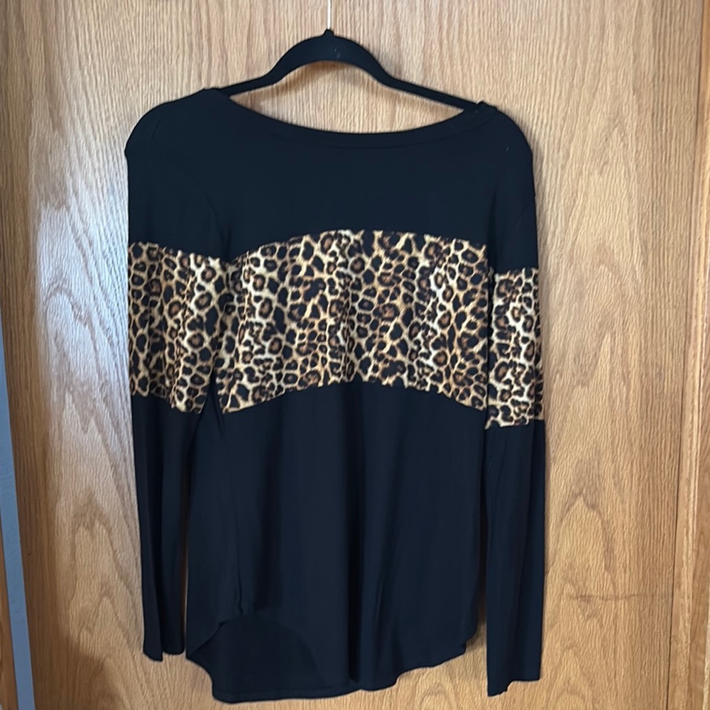 Leopard Print Black Women's Top